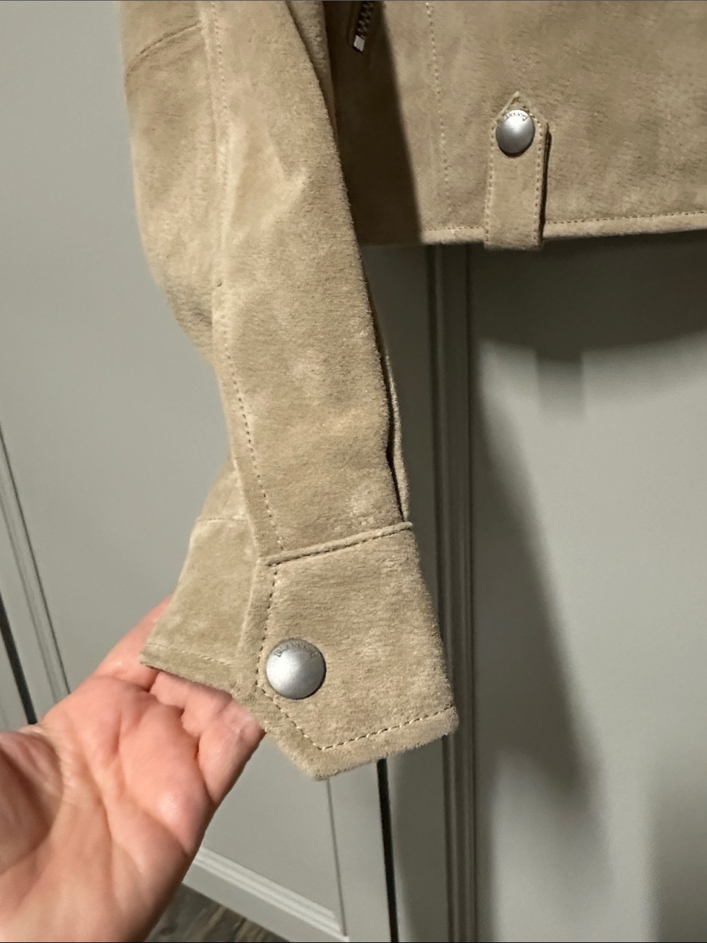 Blank NYC Taupe Suede Cropped Jacket - Picture 4 of 9